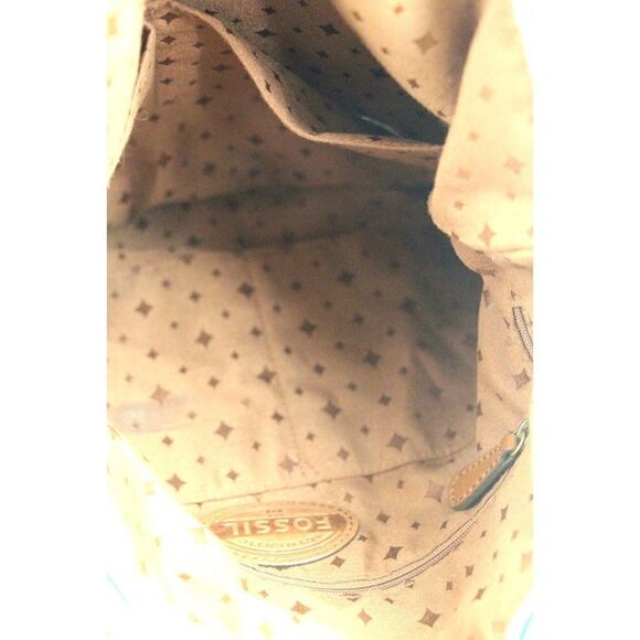 Fossil AQUA GREEN GENUINE LEATHER CONVERTIBLE TAN TOP HANDLE SHOULDER BAG TOTE - Picture 8 of 14